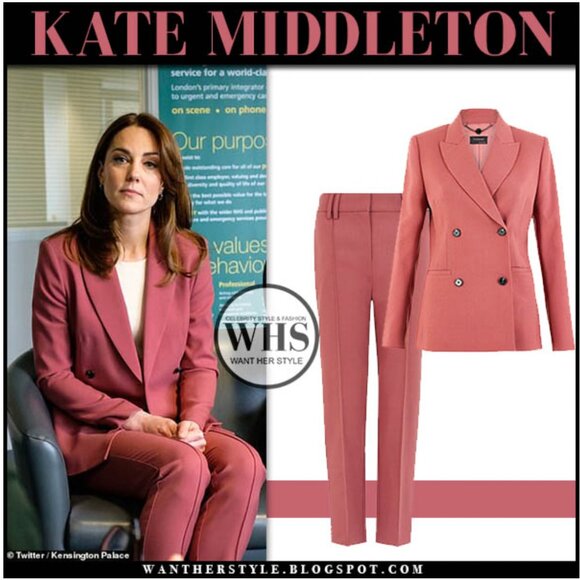 RARE Marks & Spencer Autograph Blazer and Trouser Suit in Dusty Pink XS - Picture 1 of 9
